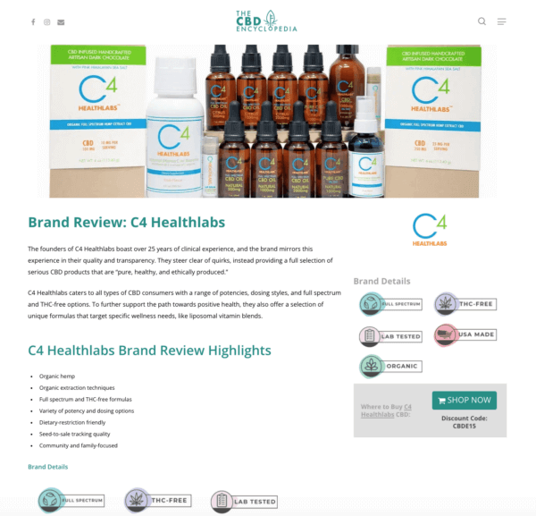 C4 Healthlabs CBD review by The CBD Encyclopedia