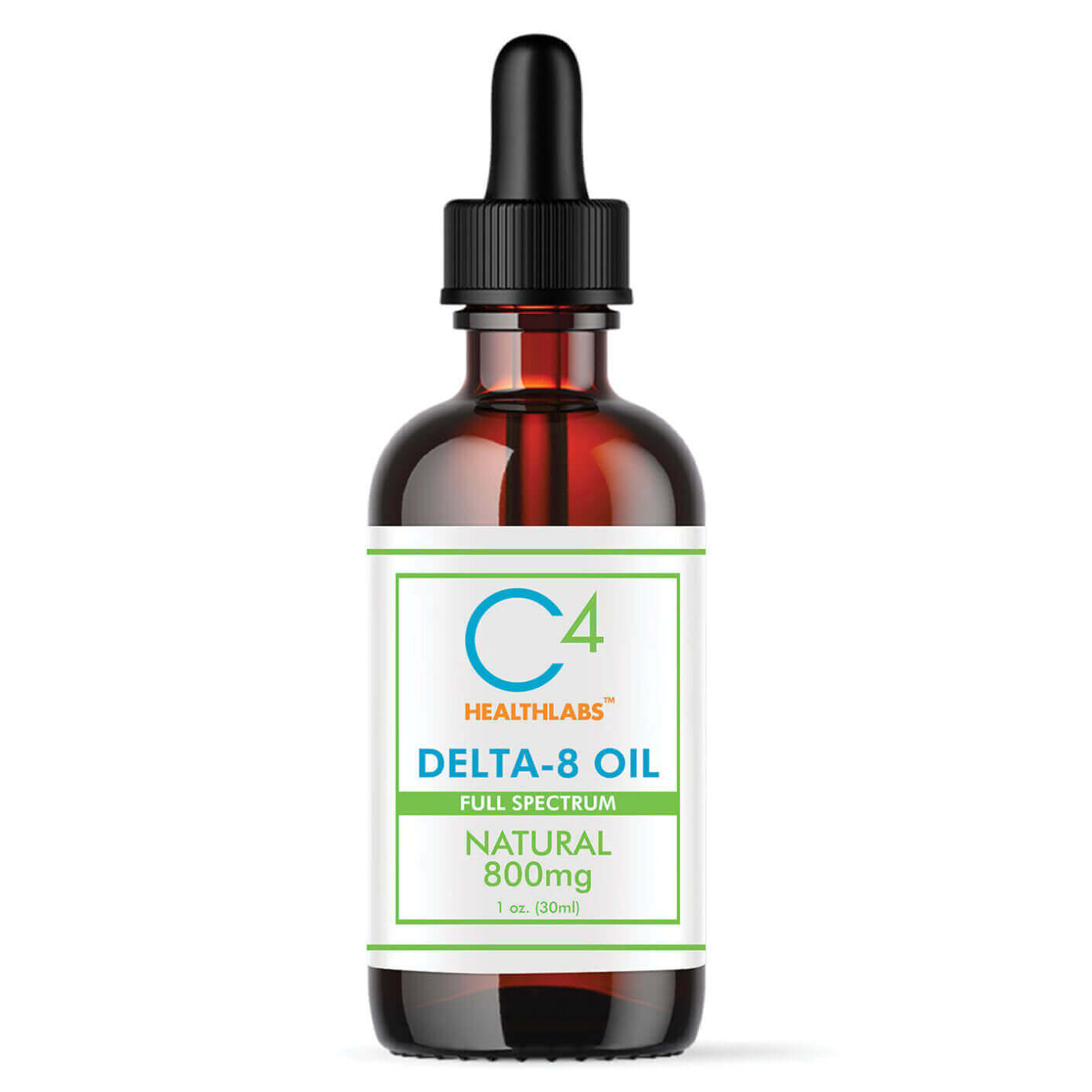 Delta 8 THC Oil – 800 MG 1 Bottle of C4 HealthLabs Delta 8 THC Oil 800mg on white background