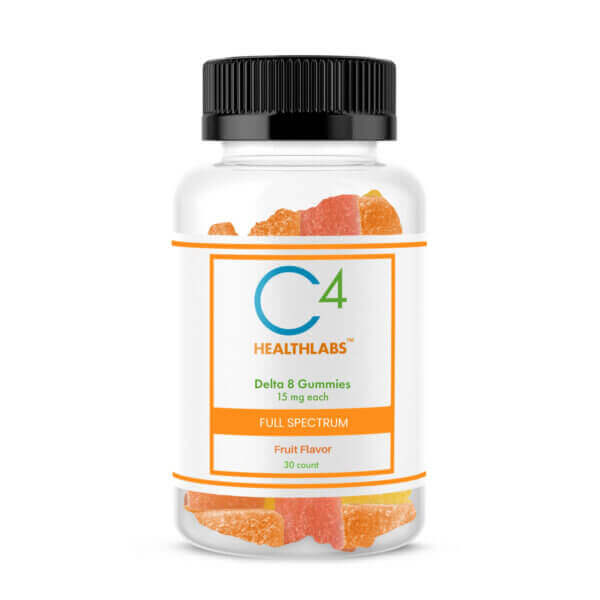 C4 HealthLabs Delta 8 THC gummies 15mg in container